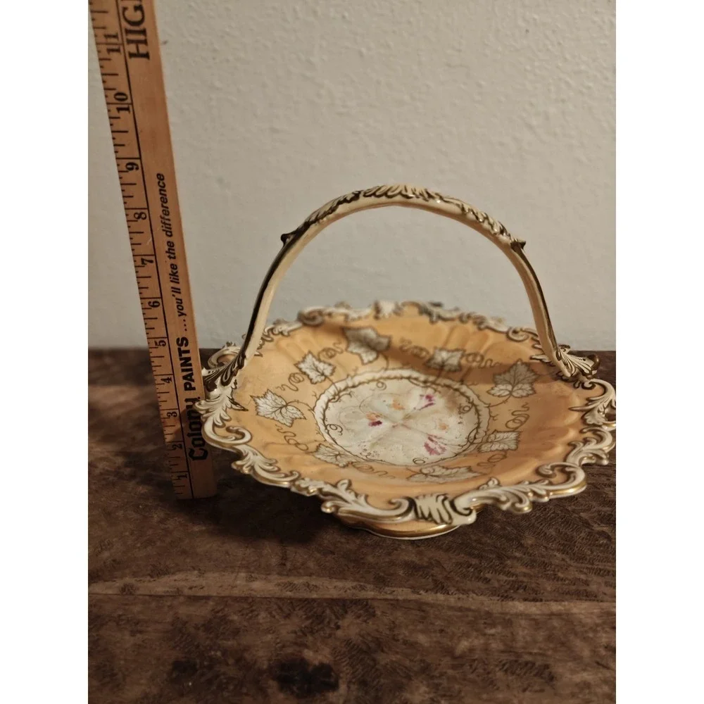 antique European 19th Century Porcelain Fruit Bon Bon Basket